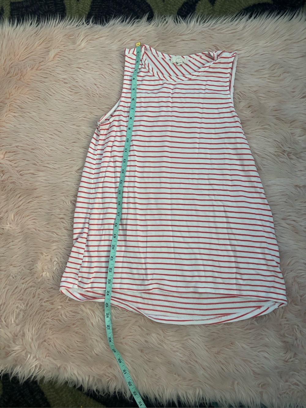 Sleeveless White & Red Stripe Dress